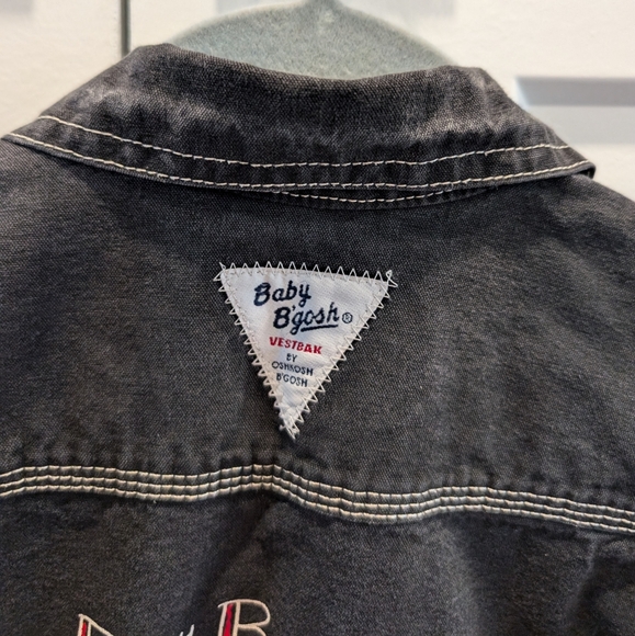 BABY B'GOSH toddler black denim jacket with busy bumpers dumptruck applique - Picture 3 of 7